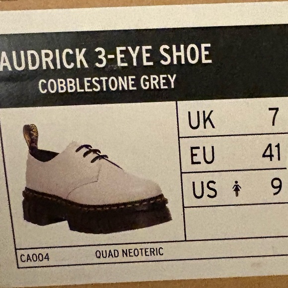 BNWT Dr. Martens Audrick 3 eye Shoes – Cobblestone Gray – Size 9 - Picture 12 of 15